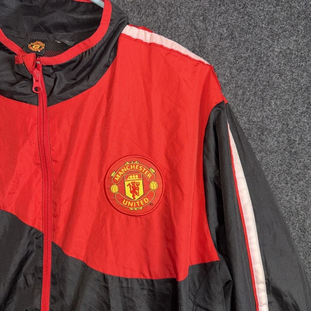 Manchester United FC Windbreaker Jacket Size XL Red Black Style Soccer Vintage
